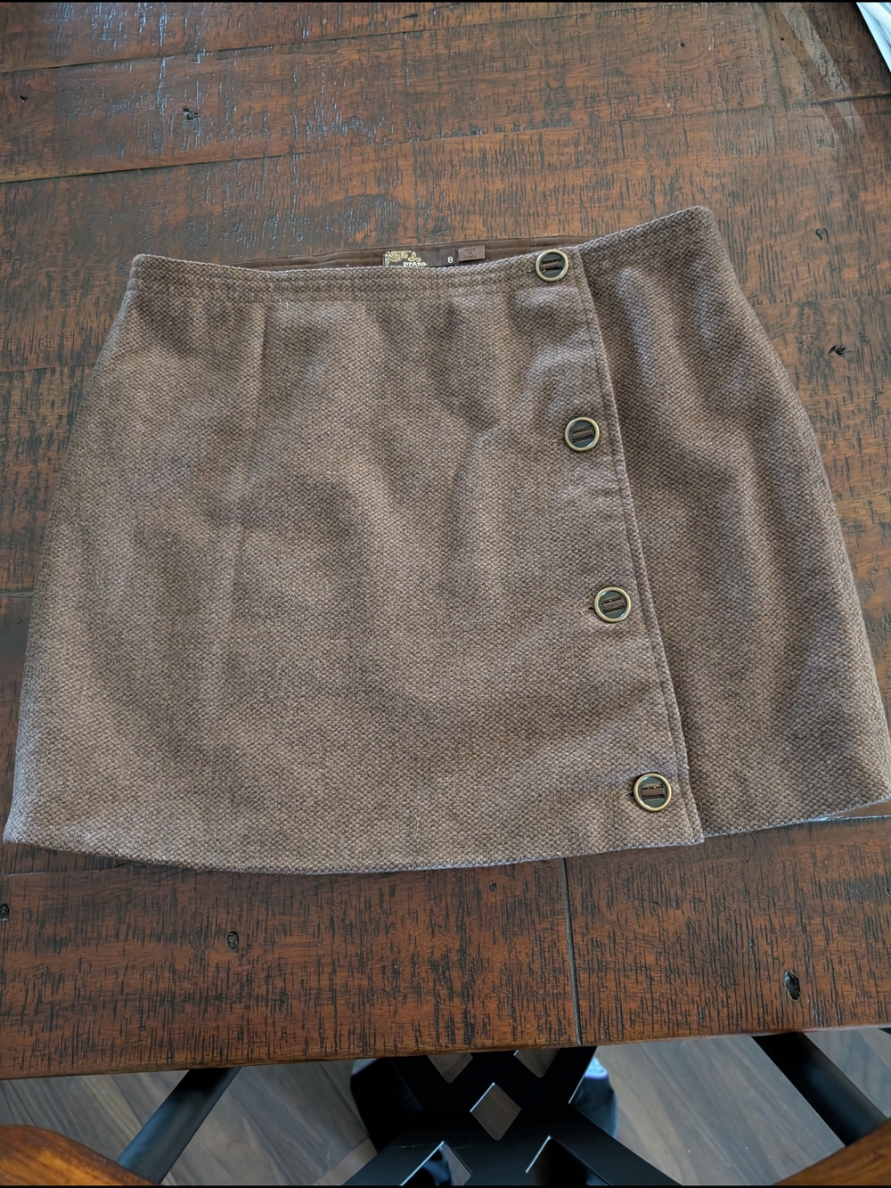 Prana Taupe Button-Front Mini Skirt